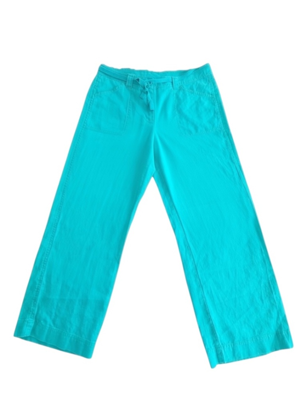 Jones New York Sport Turquoise 100% Linen Wide Leg Drawstring Pants Size 4